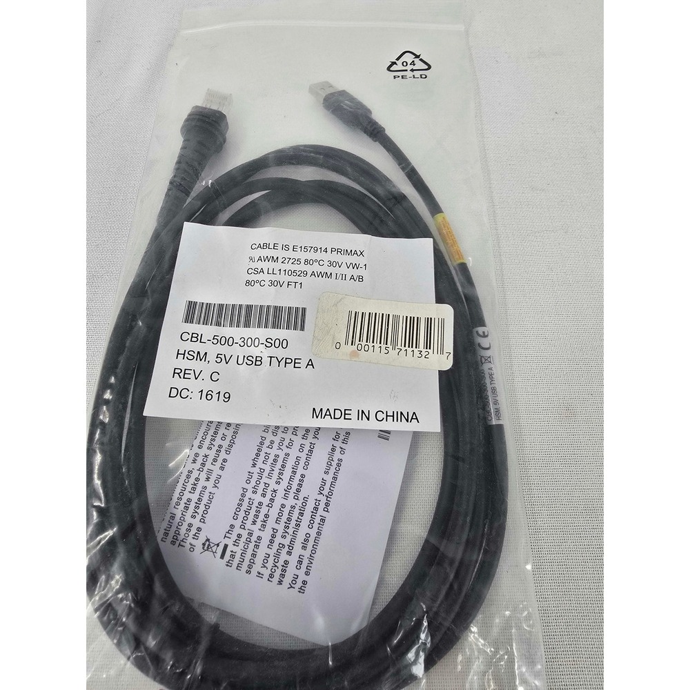 Honeywell Primax CBL-500-300-S00 5V USB Type A to RJ45 Scanner Cable Black NEW